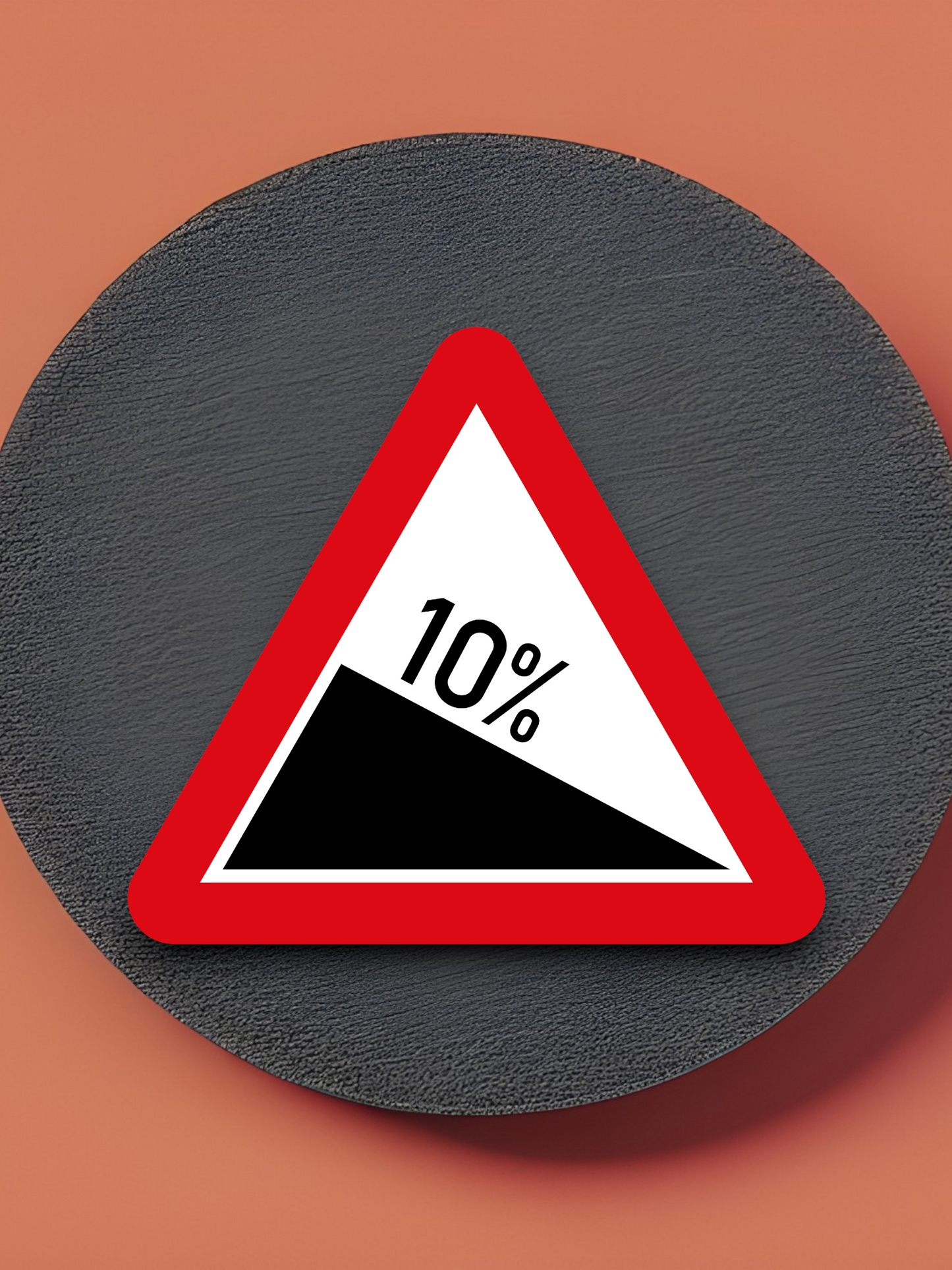 10 Percent Grade Road Sign Sticker