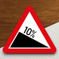 10 Percent Grade Road Sign Sticker