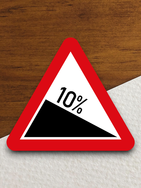 10 Percent Grade Road Sign Sticker