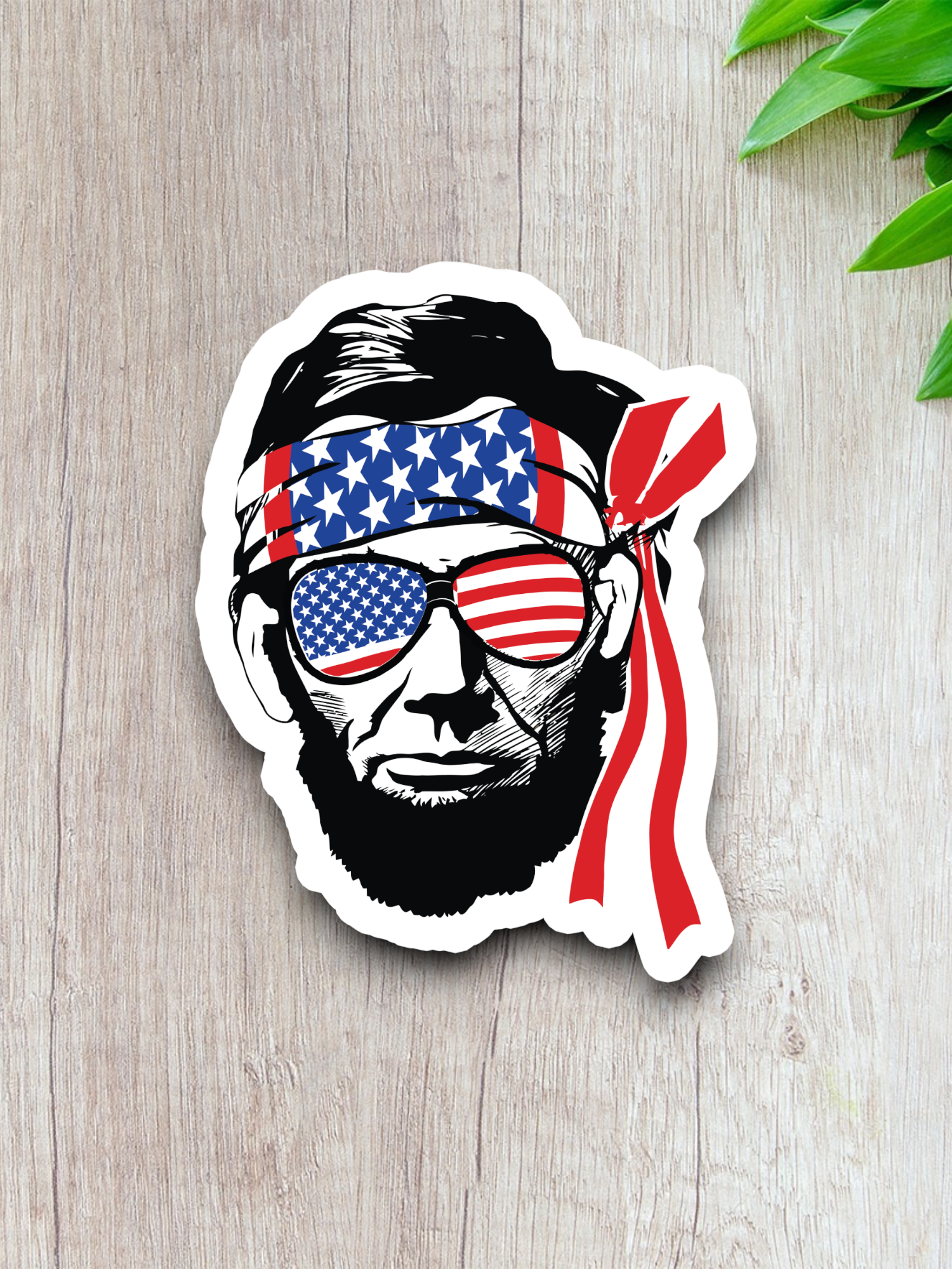 Ab Lincoln 4th of July with Sunglasses Sticker