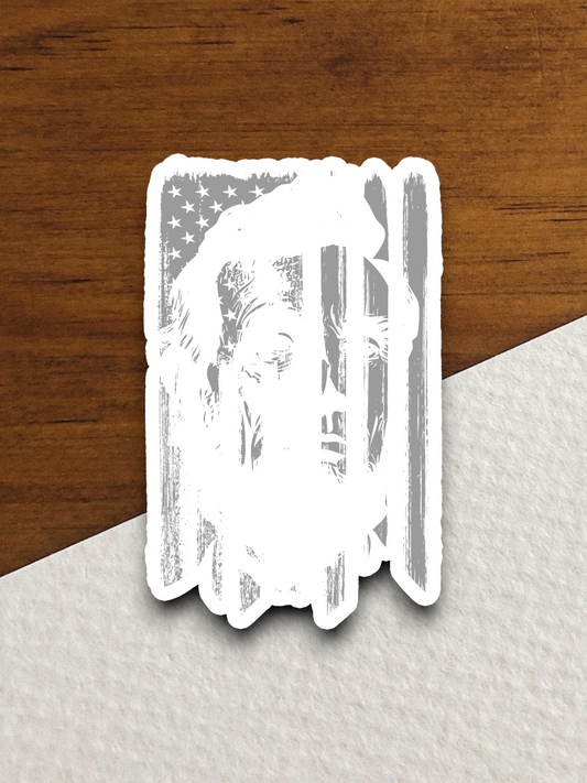 Abraham Lincoln With Distressed Flag Effect Sticker