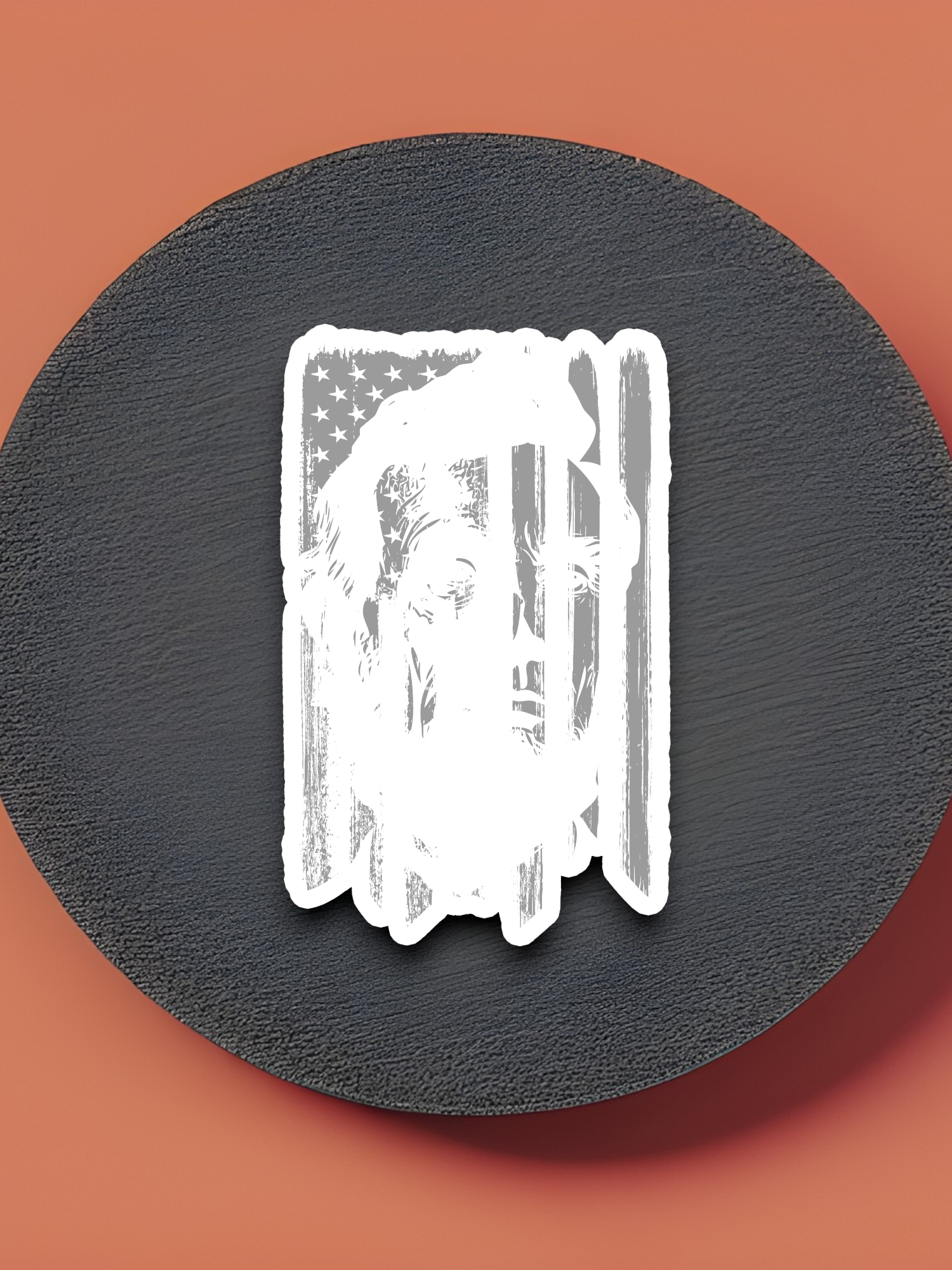 Abraham Lincoln With Distressed Flag Effect Sticker