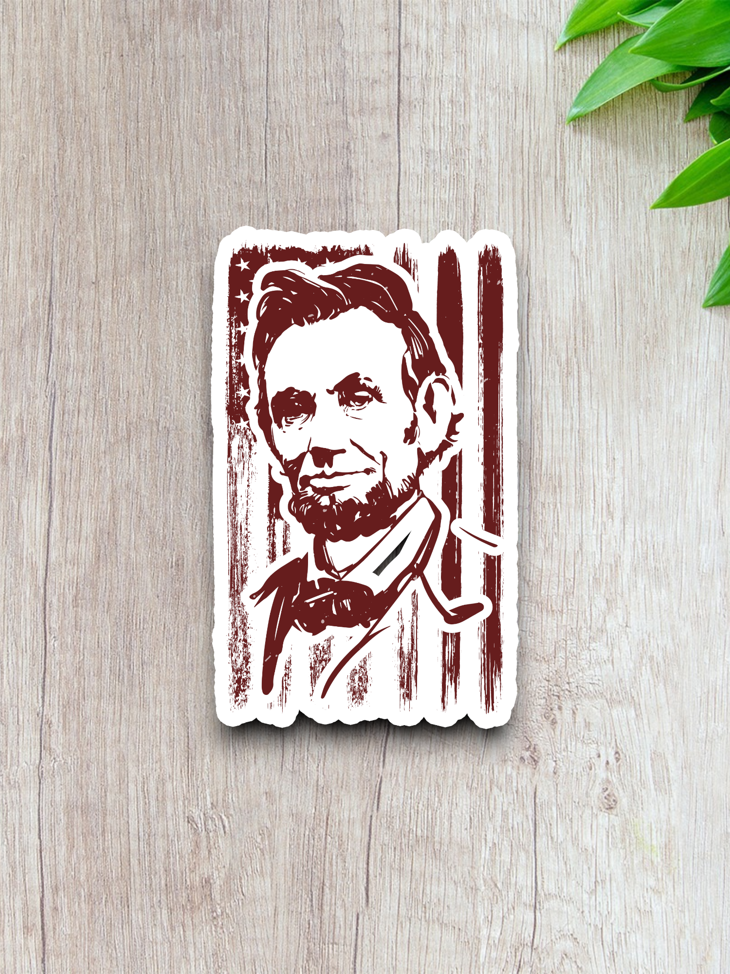 Abraham Lincoln With Distressed Flag Sticker