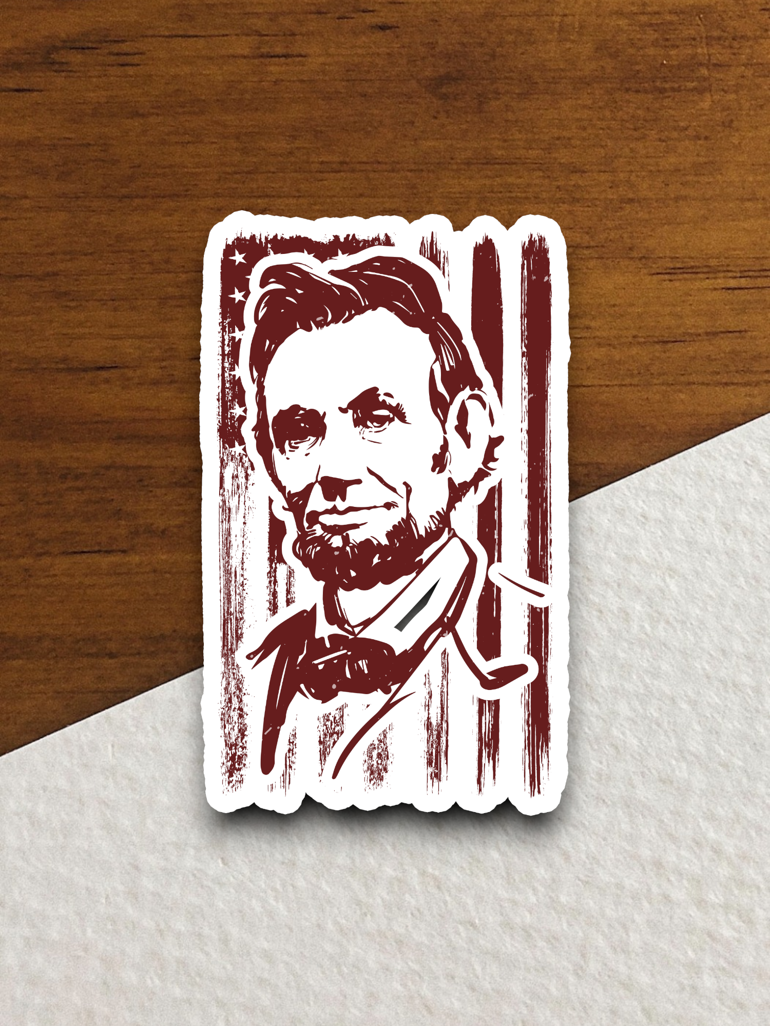 Abraham Lincoln With Distressed Flag Sticker