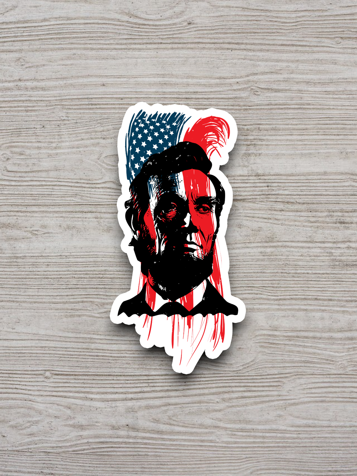 Abraham Lincoln With Flag Effect Sticker