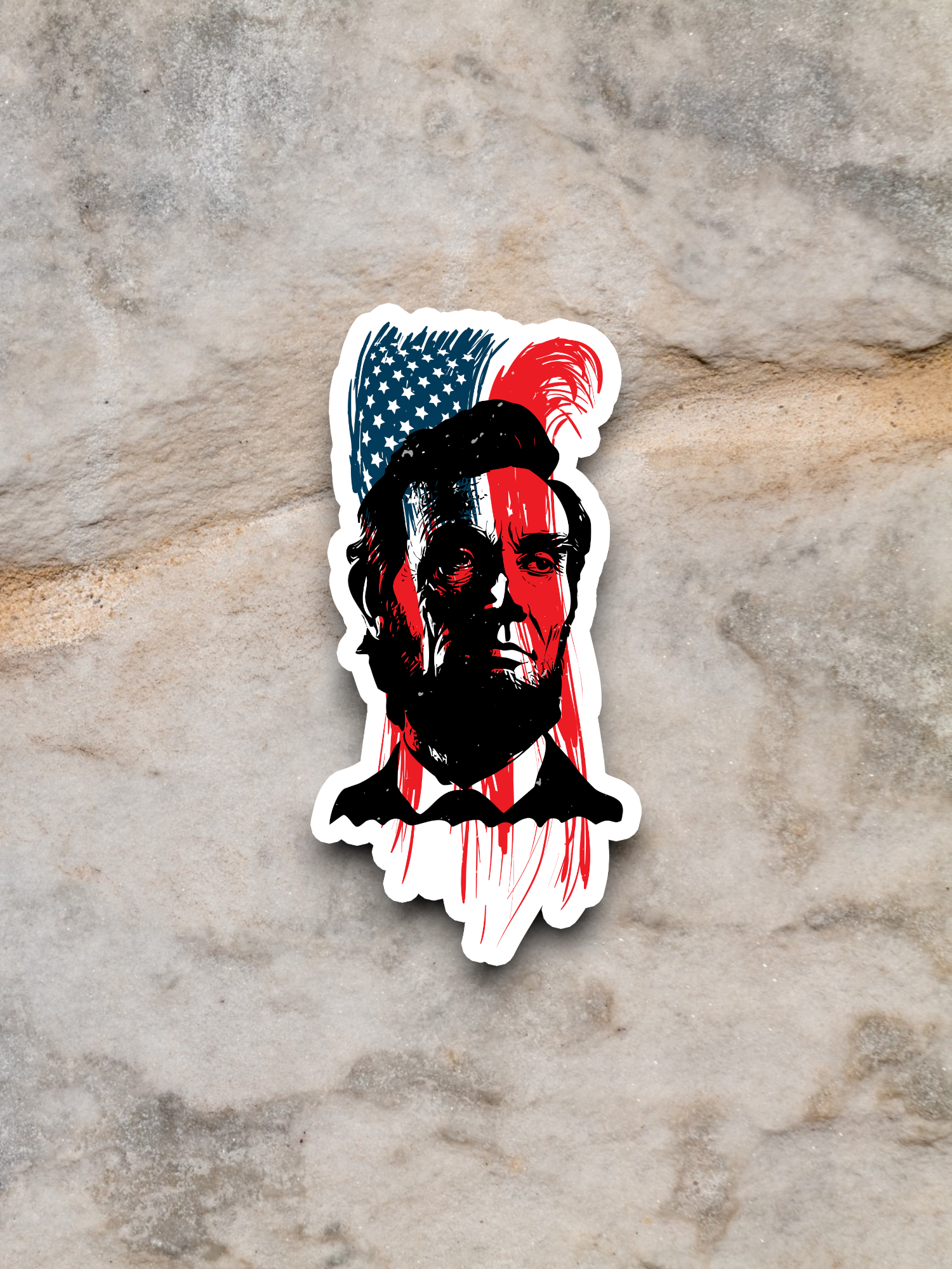 Abraham Lincoln With Flag Effect Sticker