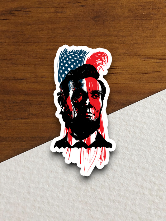 Abraham Lincoln With Flag Effect Sticker