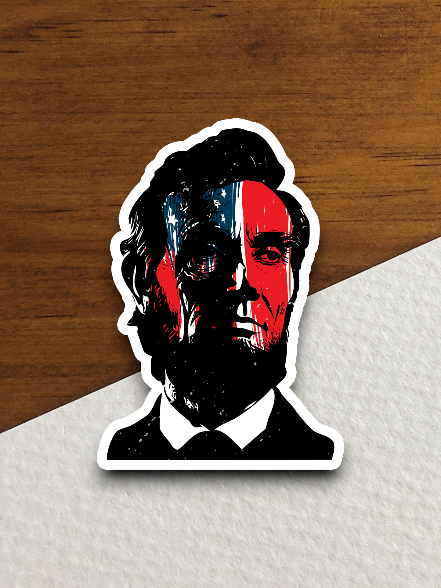 Abraham Lincoln With Flag Face Sticker
