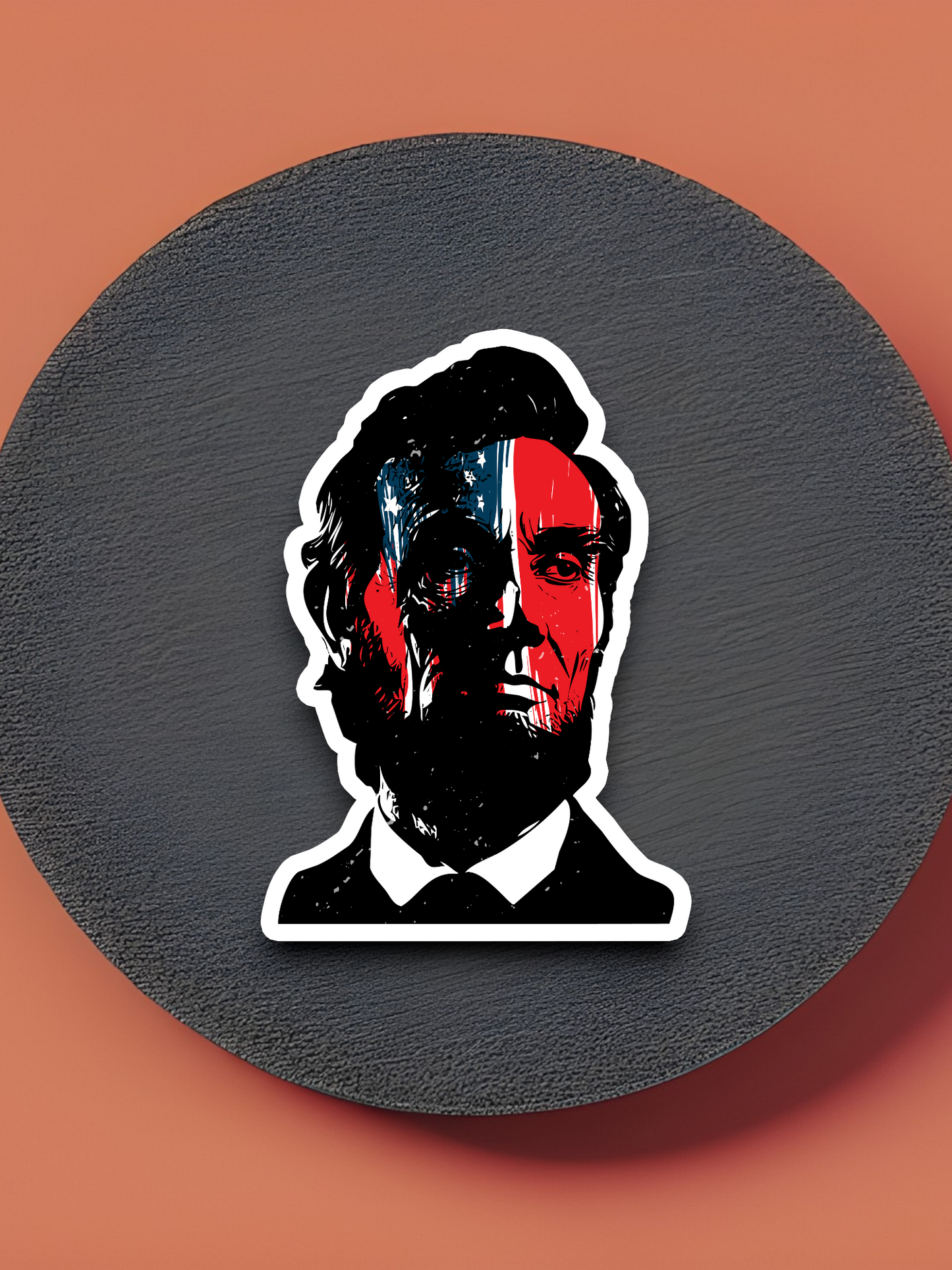 Abraham Lincoln With Flag Face Sticker