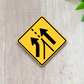 Added Left Lane On Slip Lane United States Road Sign Sticker