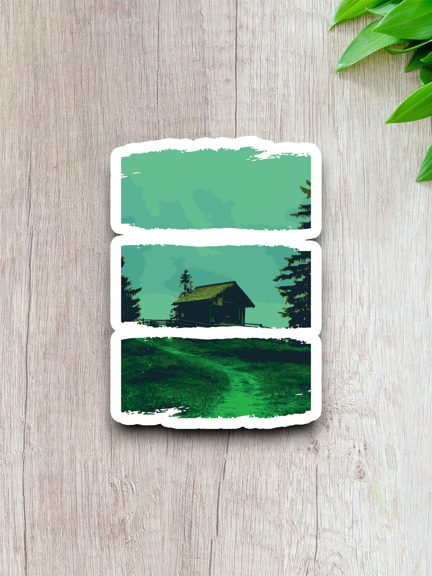 Artistic Cabin Scene - Travel Sticker