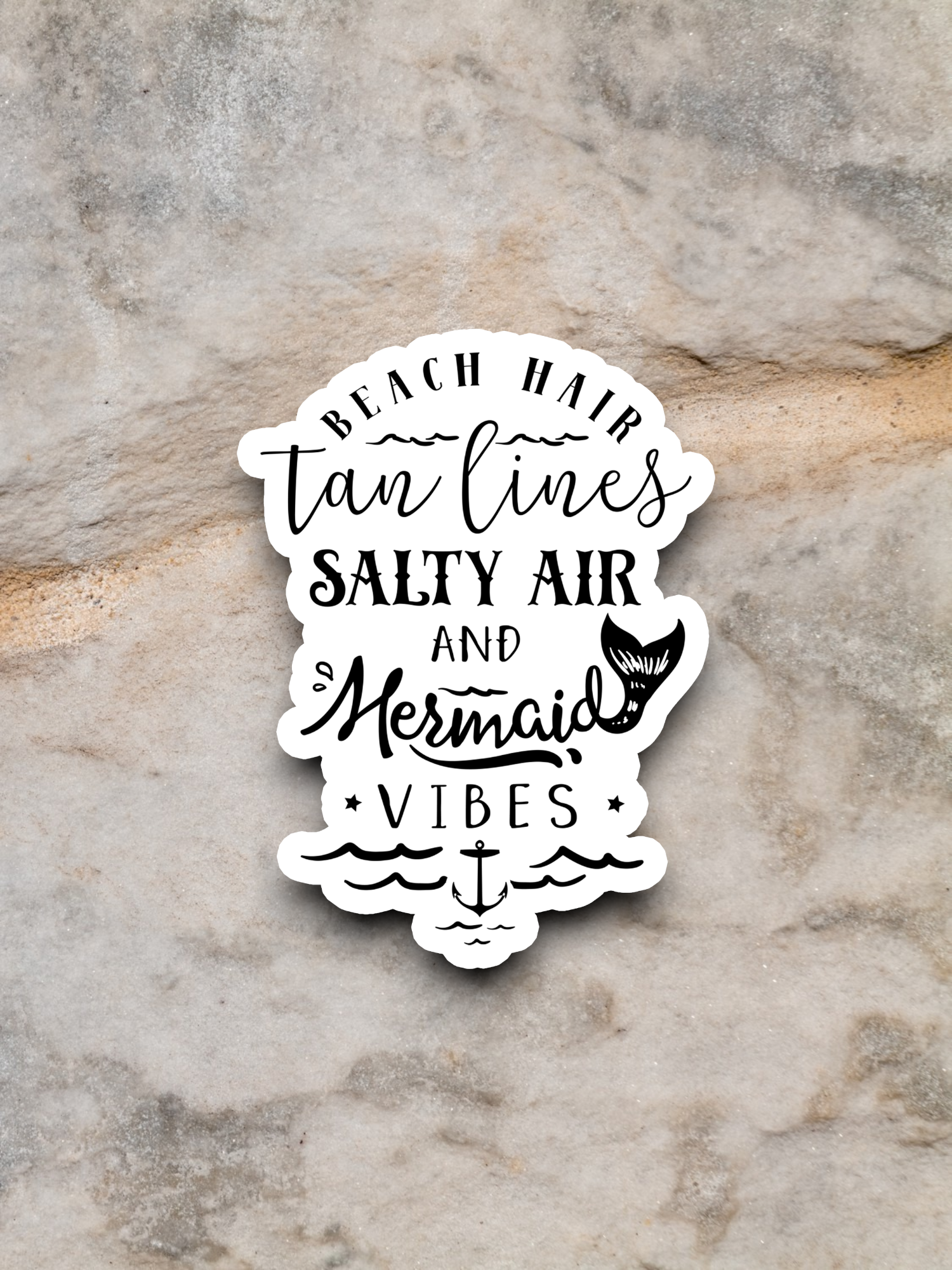 Beach Hair Tan Lines Salty Air and Mermaid Vibes - Travel Sticker