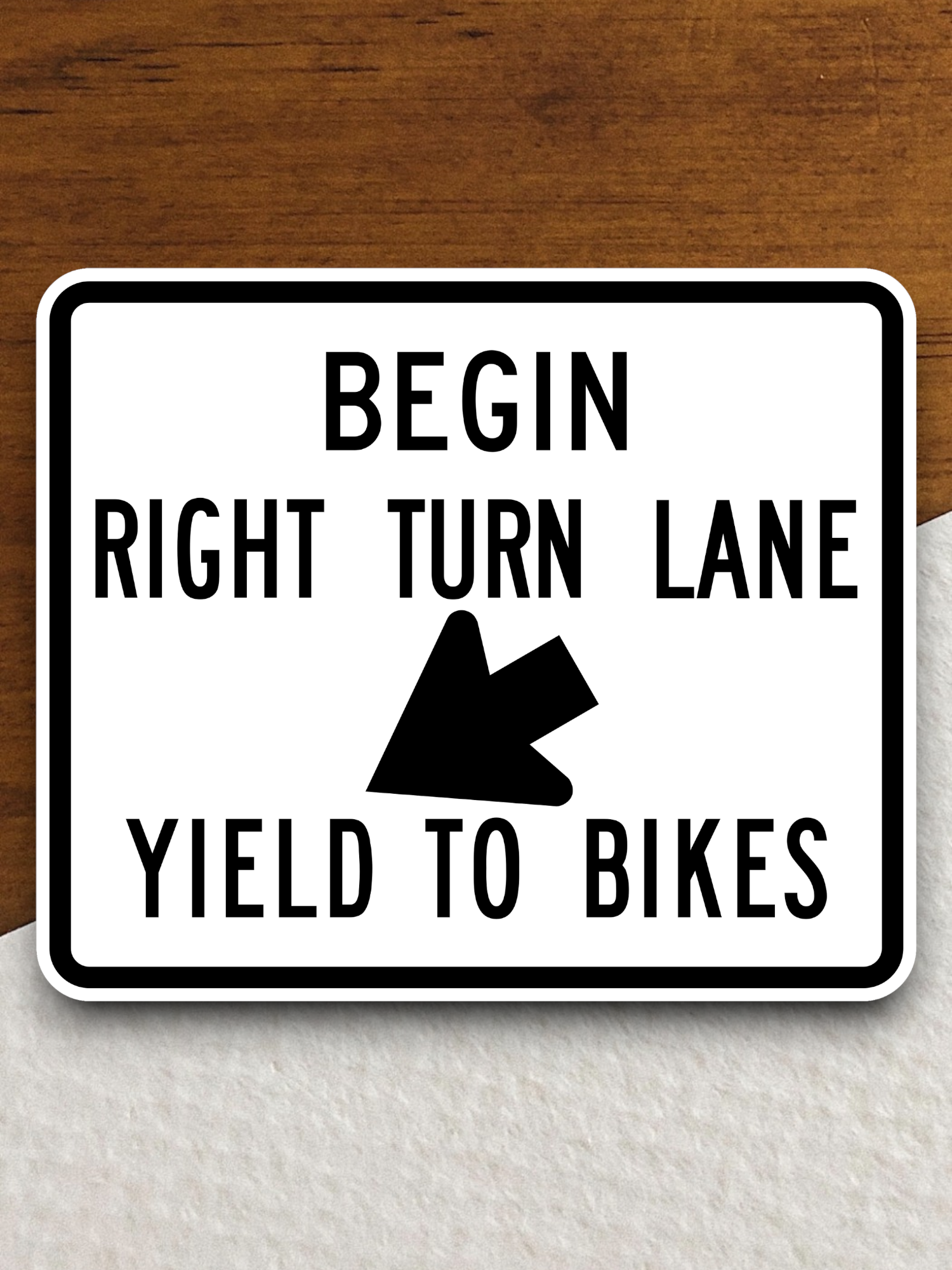 Begin right turn lane yield to bikes United States Road Sign Sticker