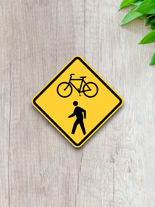 Bicycle and Pedestrian Road Sign Sticker