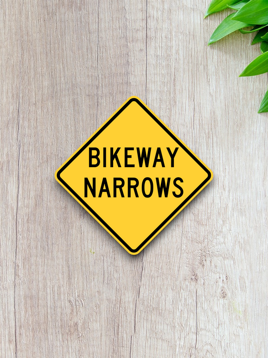 Bikeway narrows United States Road Sign Sticker