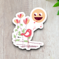 Bird Near Flowers Singing Sticker