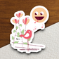 Bird Near Flowers Singing Animal Sticker