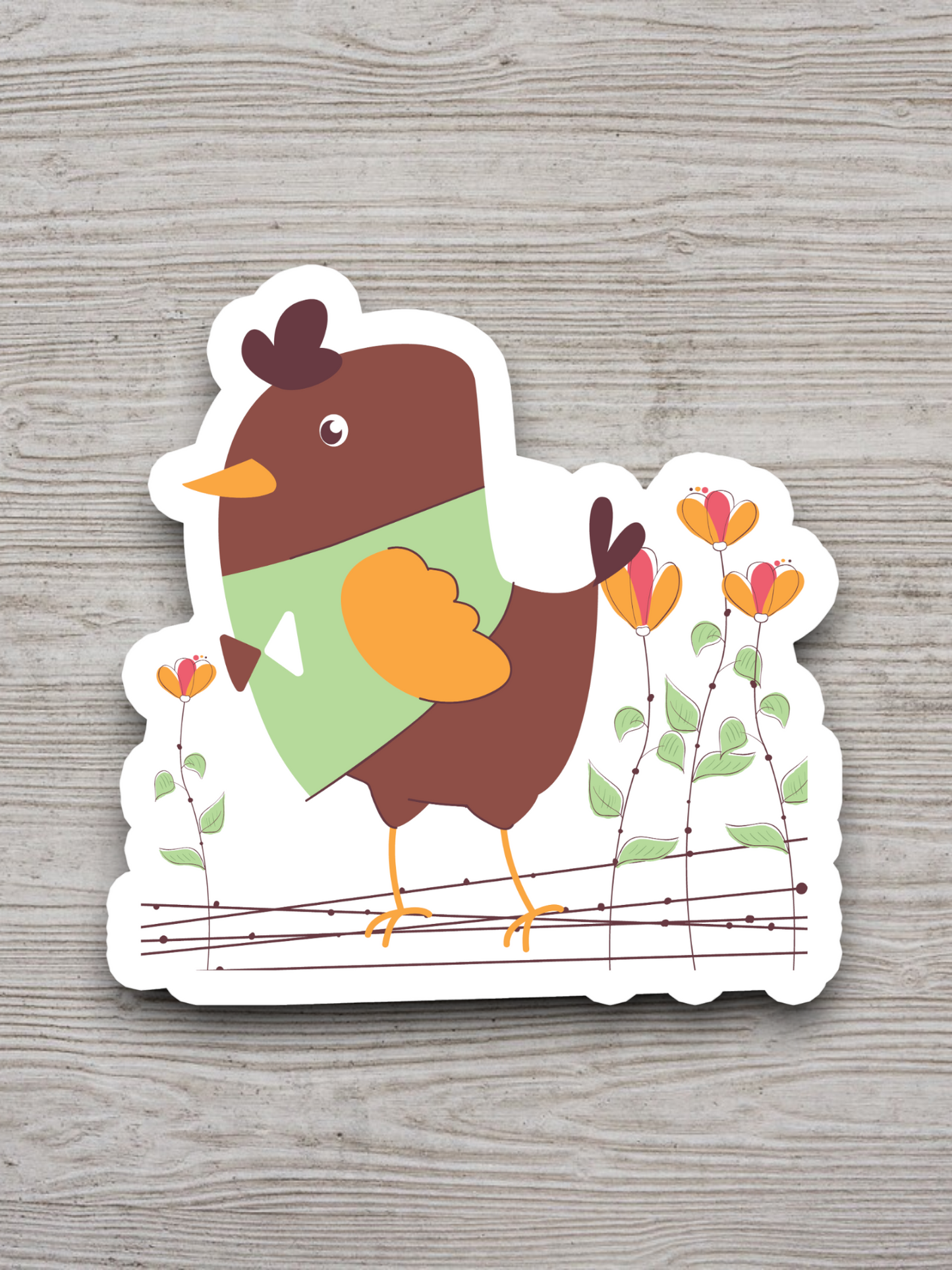 Bird with Flowers Sticker