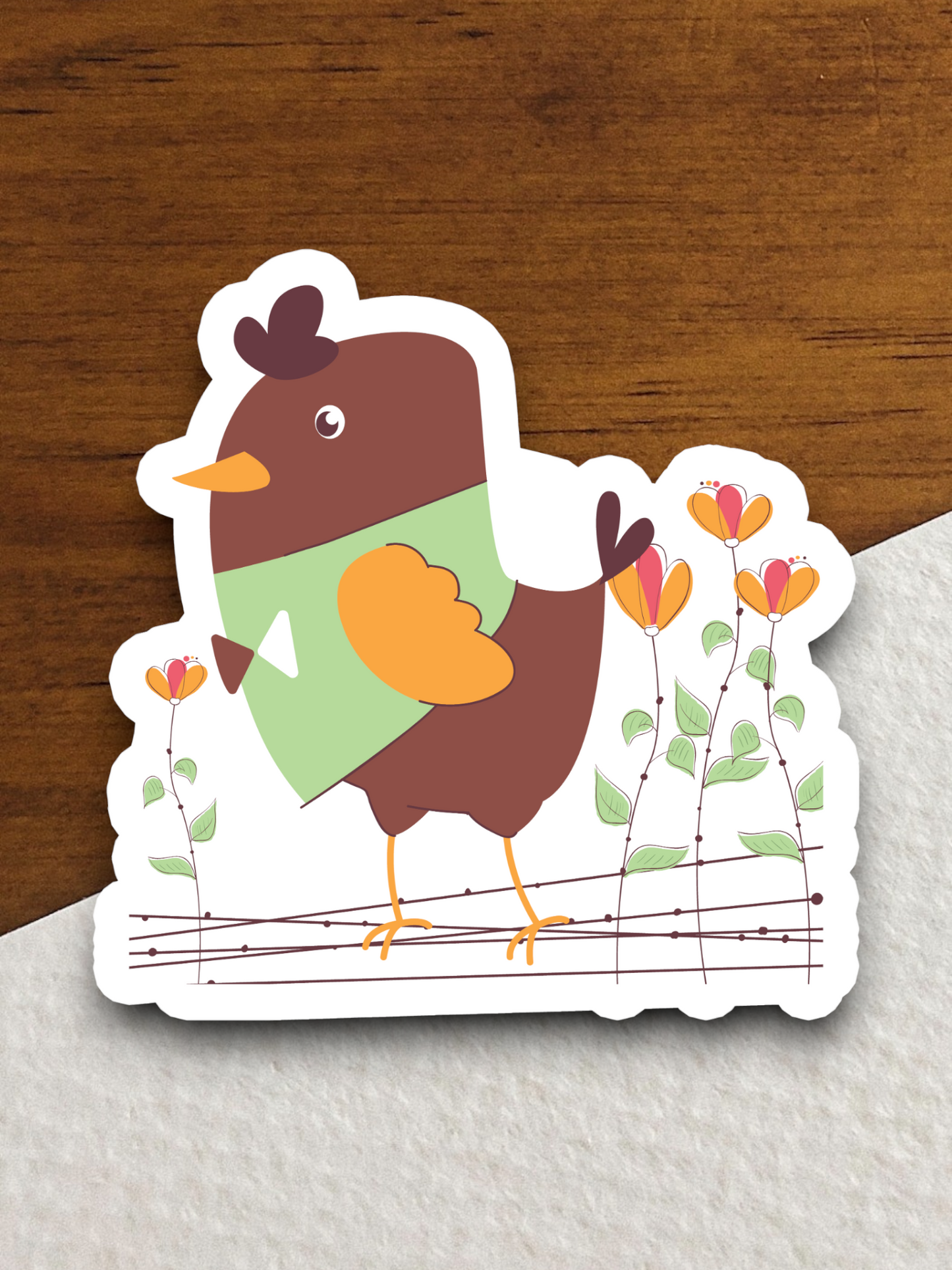 Bird with Flowers Sticker