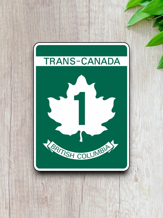 British Columbia Trans-Canada Highway 1 Road Sign Sticker