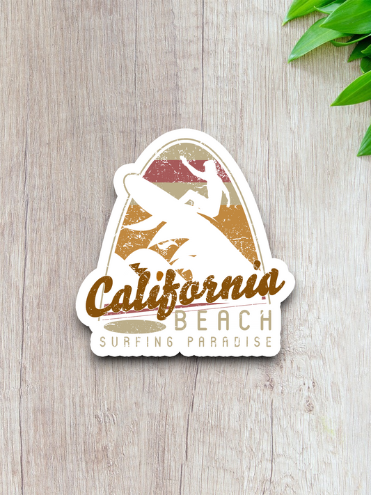 California Beach Surfing Paradise  Sticker
