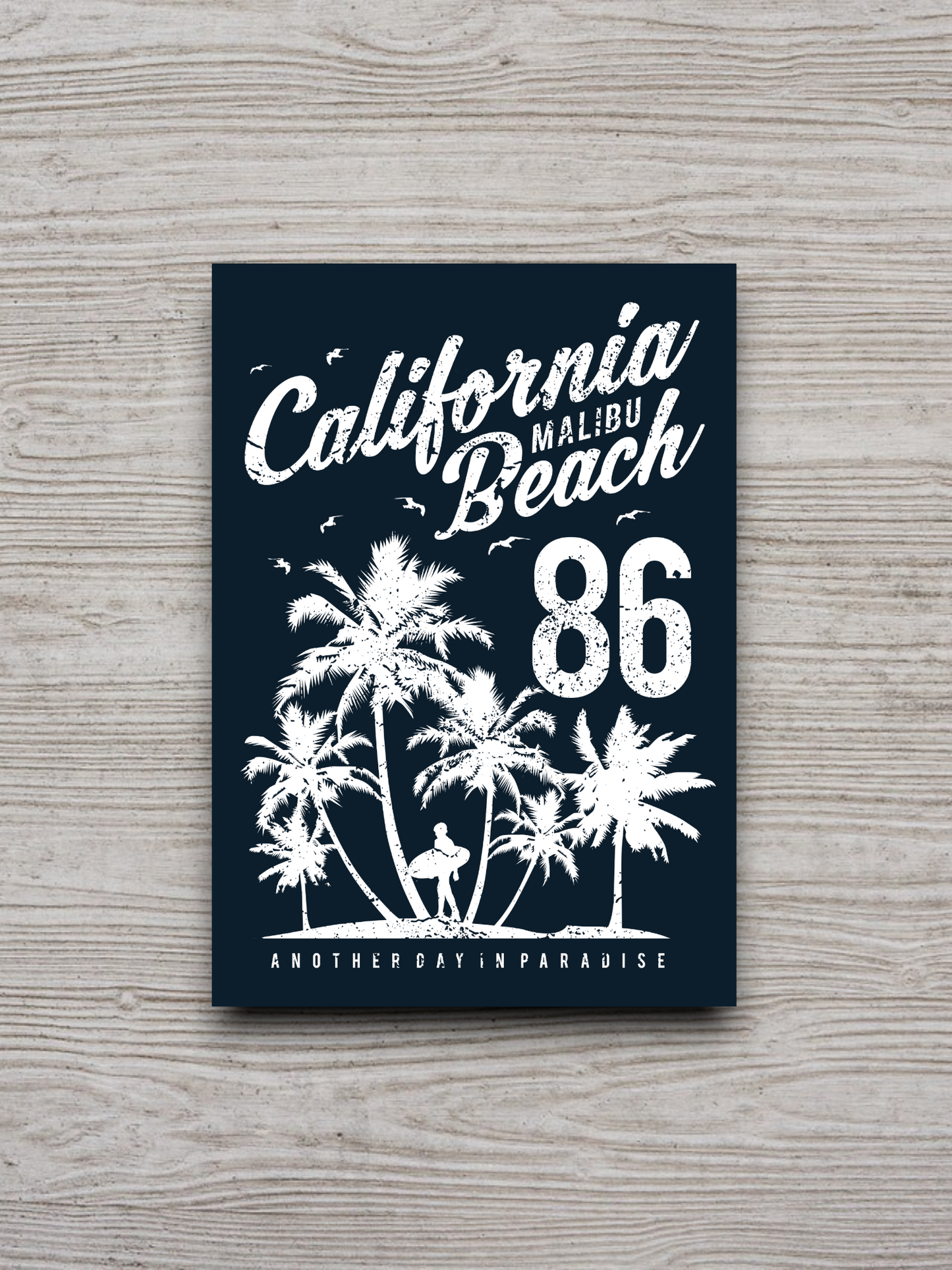 California Malibu Beach and Palm Trees Sticker