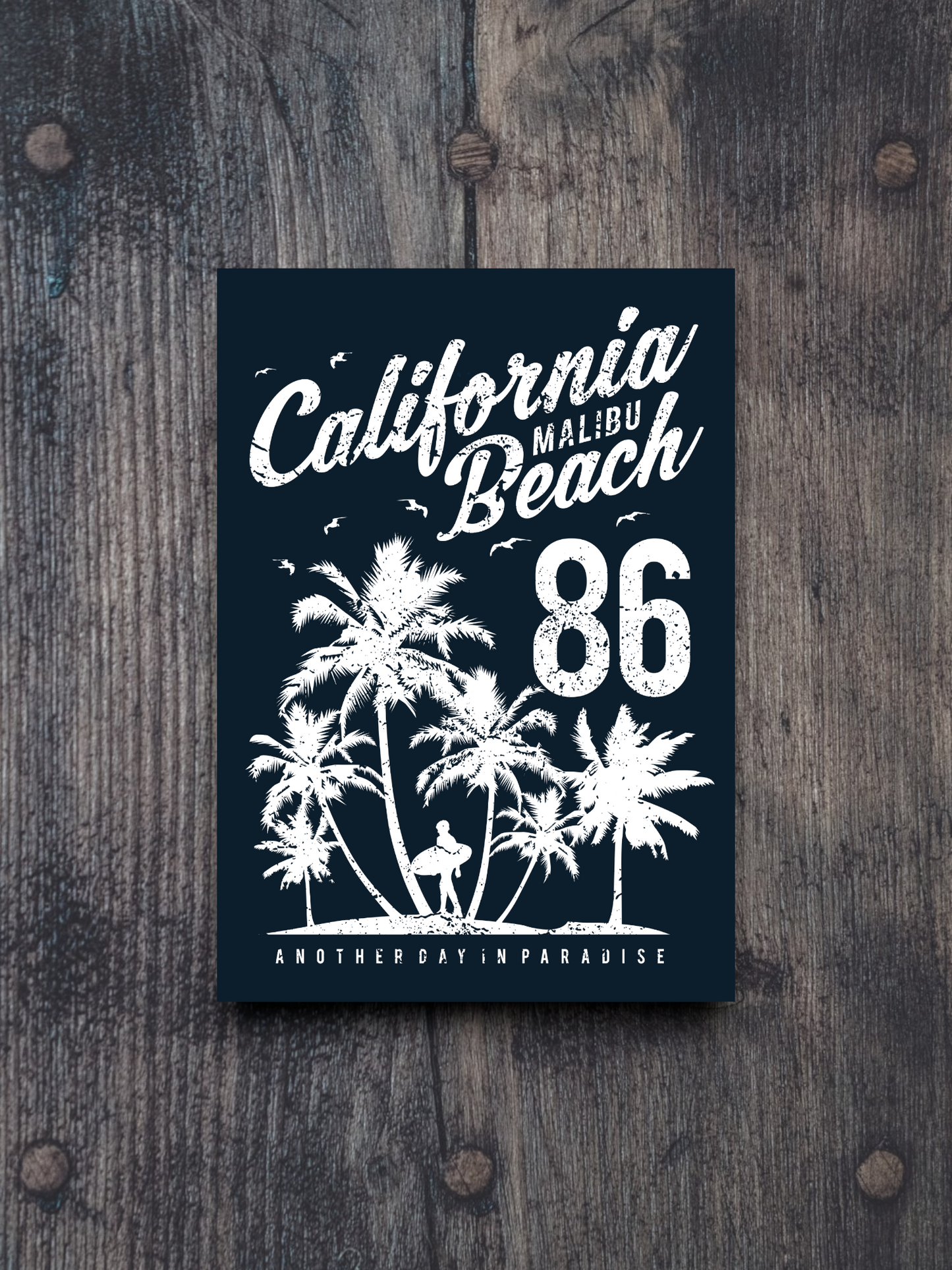 California Malibu Beach and Palm Trees Sticker