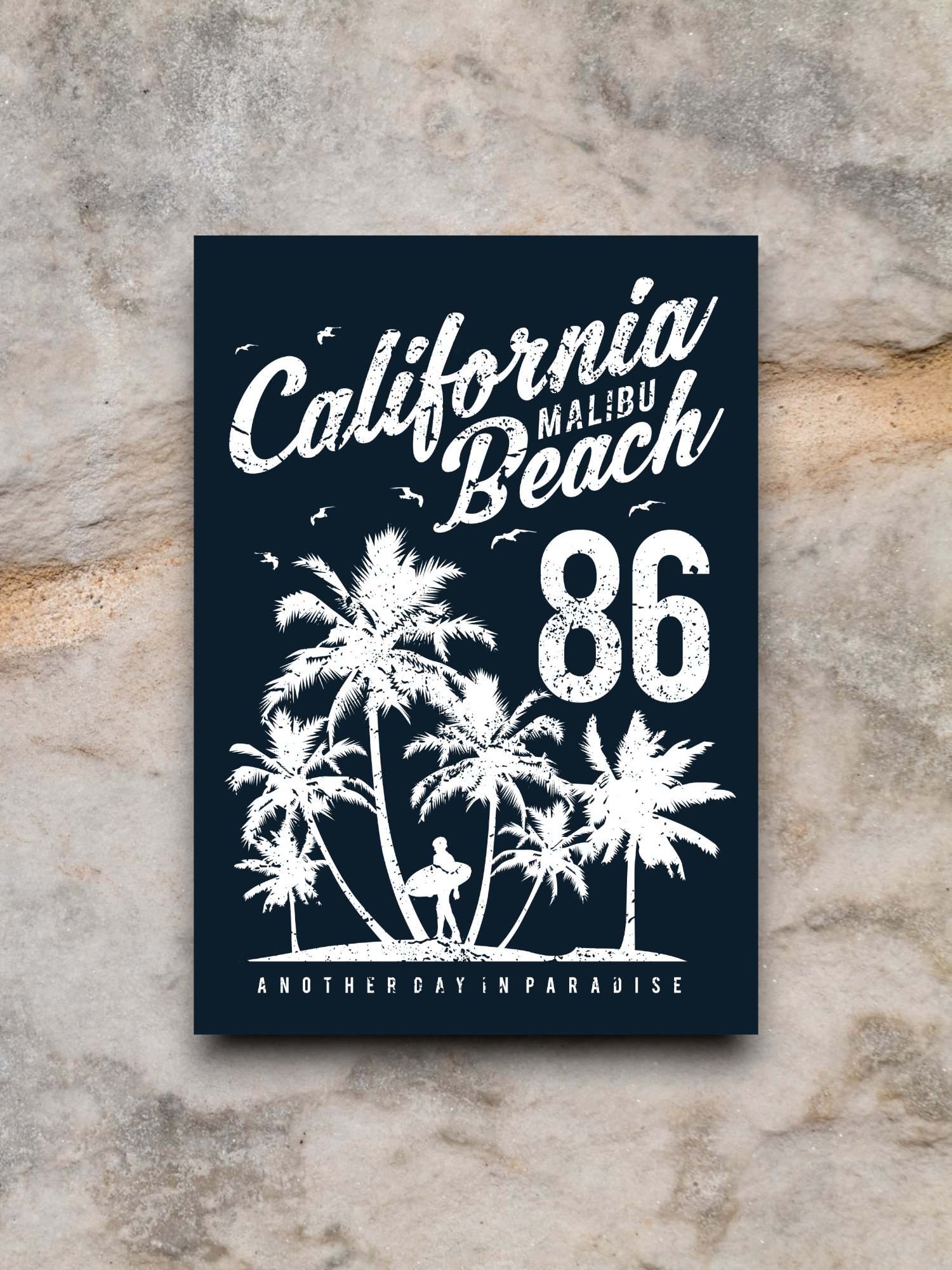 California Malibu Beach and Palm Trees Sticker