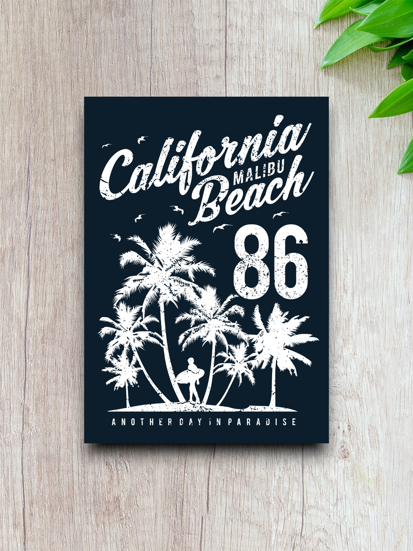 California Malibu Beach and Palm Trees Sticker