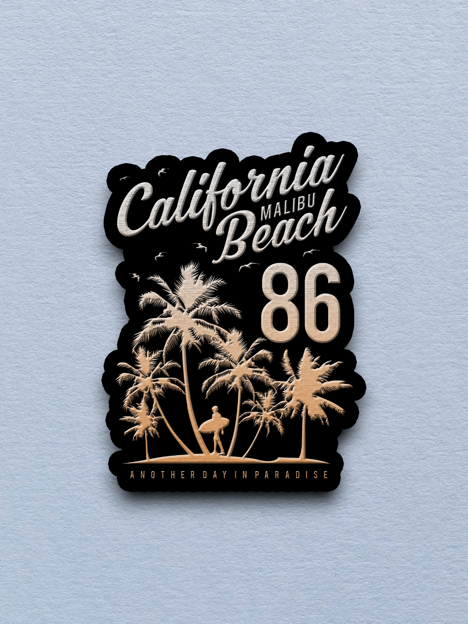 California Malibu Beach with Palm Trees Sticker