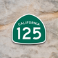 California State Route 125 Sticker