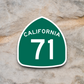 California State Route 71 Sticker