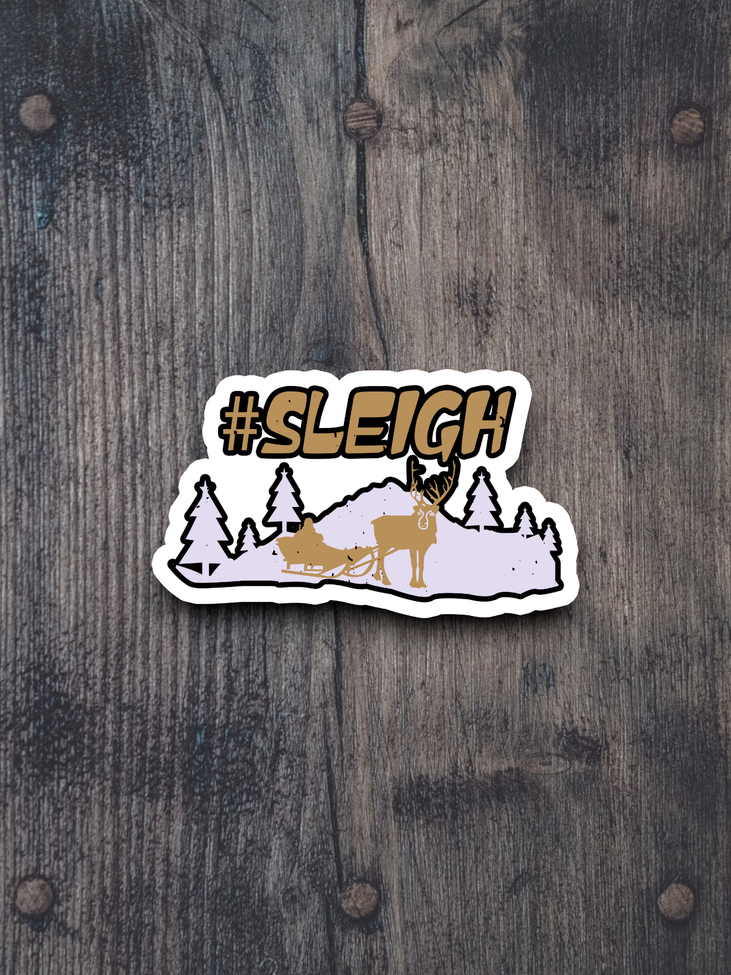 Christmas #Sleigh with Reindeer Sticker