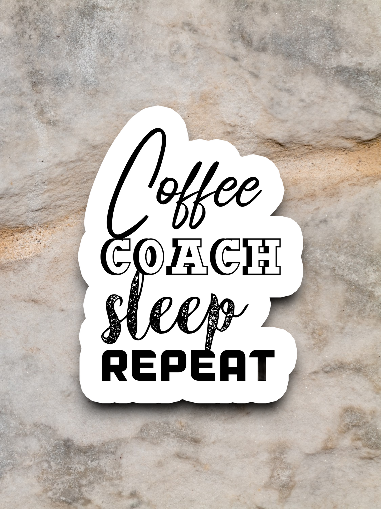 Coffee Coach Sleep Repeat - Coffee Sticker