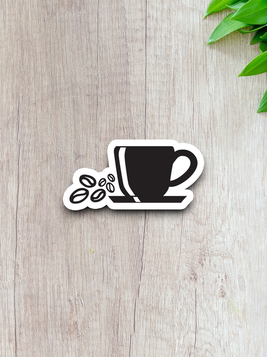 Coffee Cup and Coffee Beans  1 - Coffee Sticker