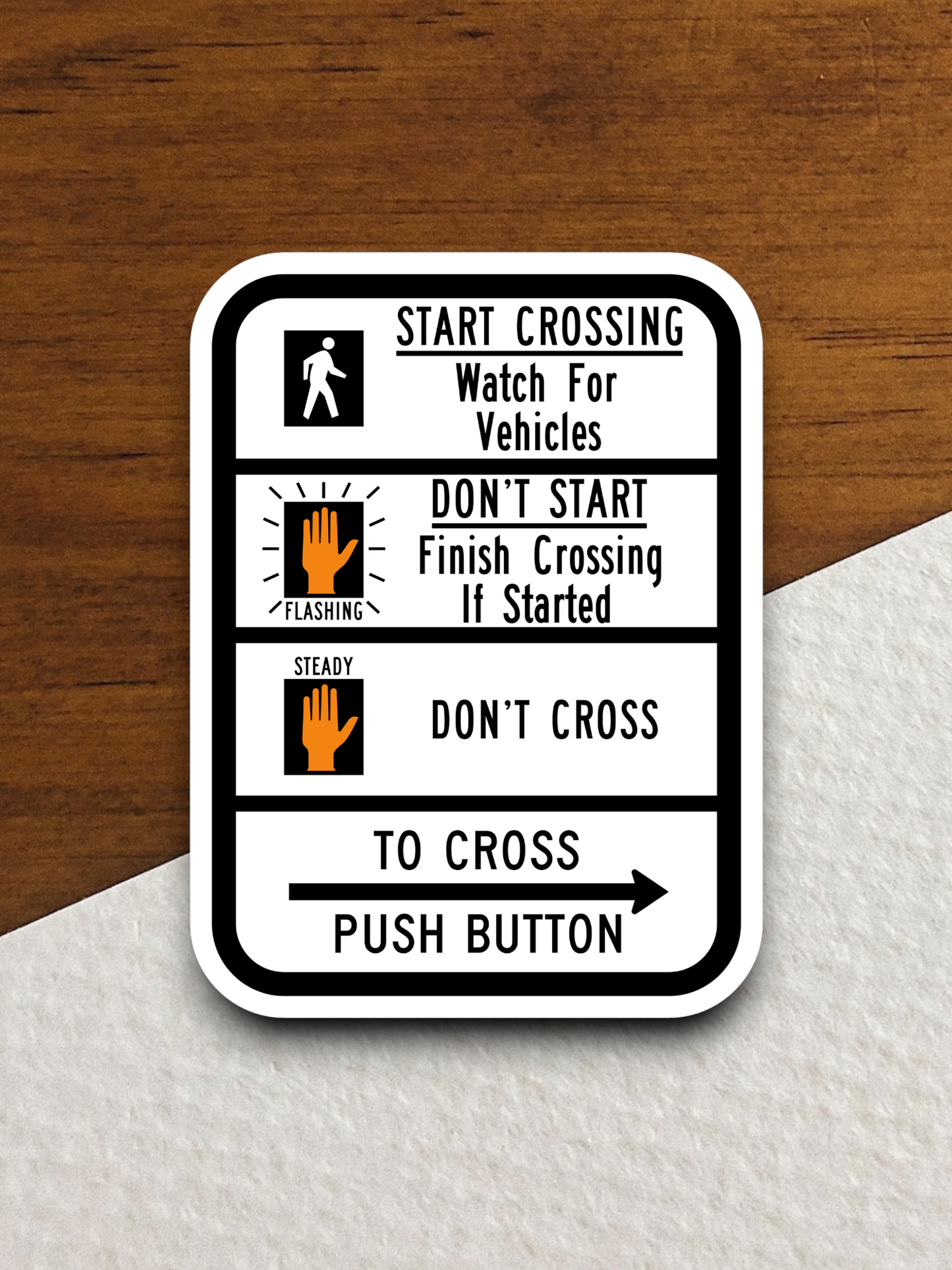 Crosswalk signal instructions United States Road Sign Sticker