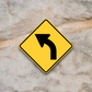 Curve United States Road Sign Sticker