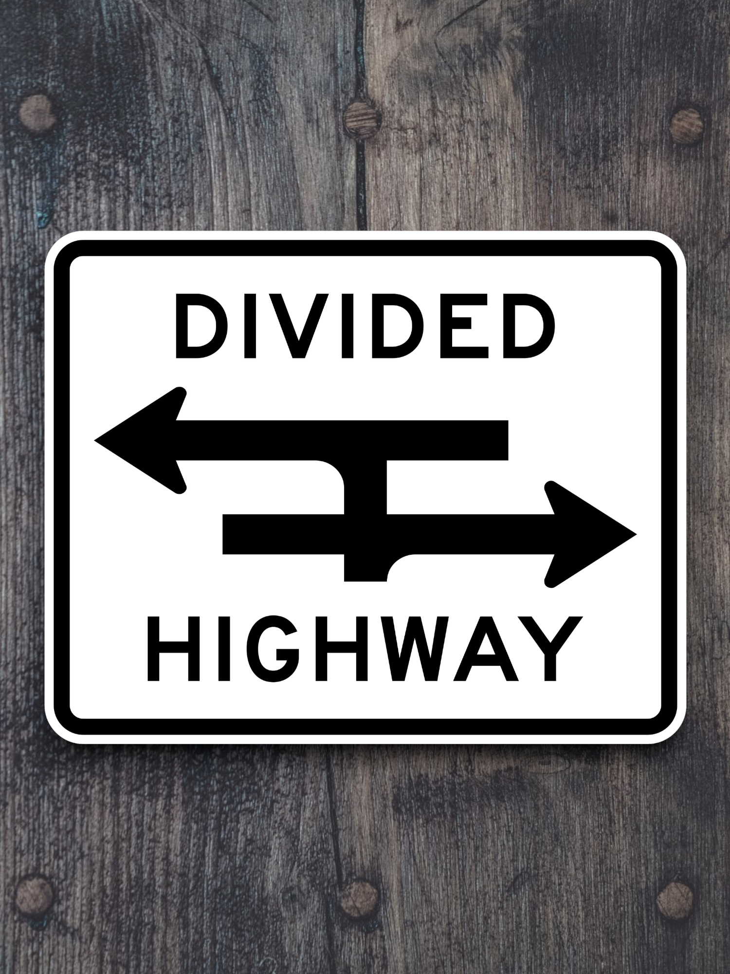 Divided highway crossing T-intersection United States Road Sign Sticker