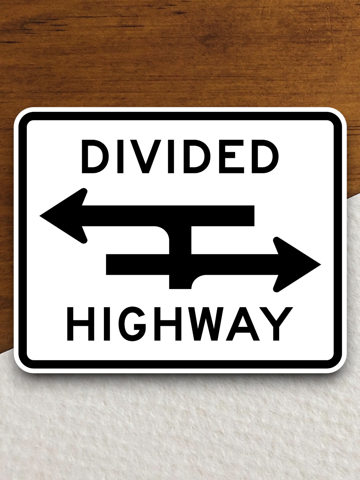 Divided highway crossing T-intersection United States Road Sign Sticker