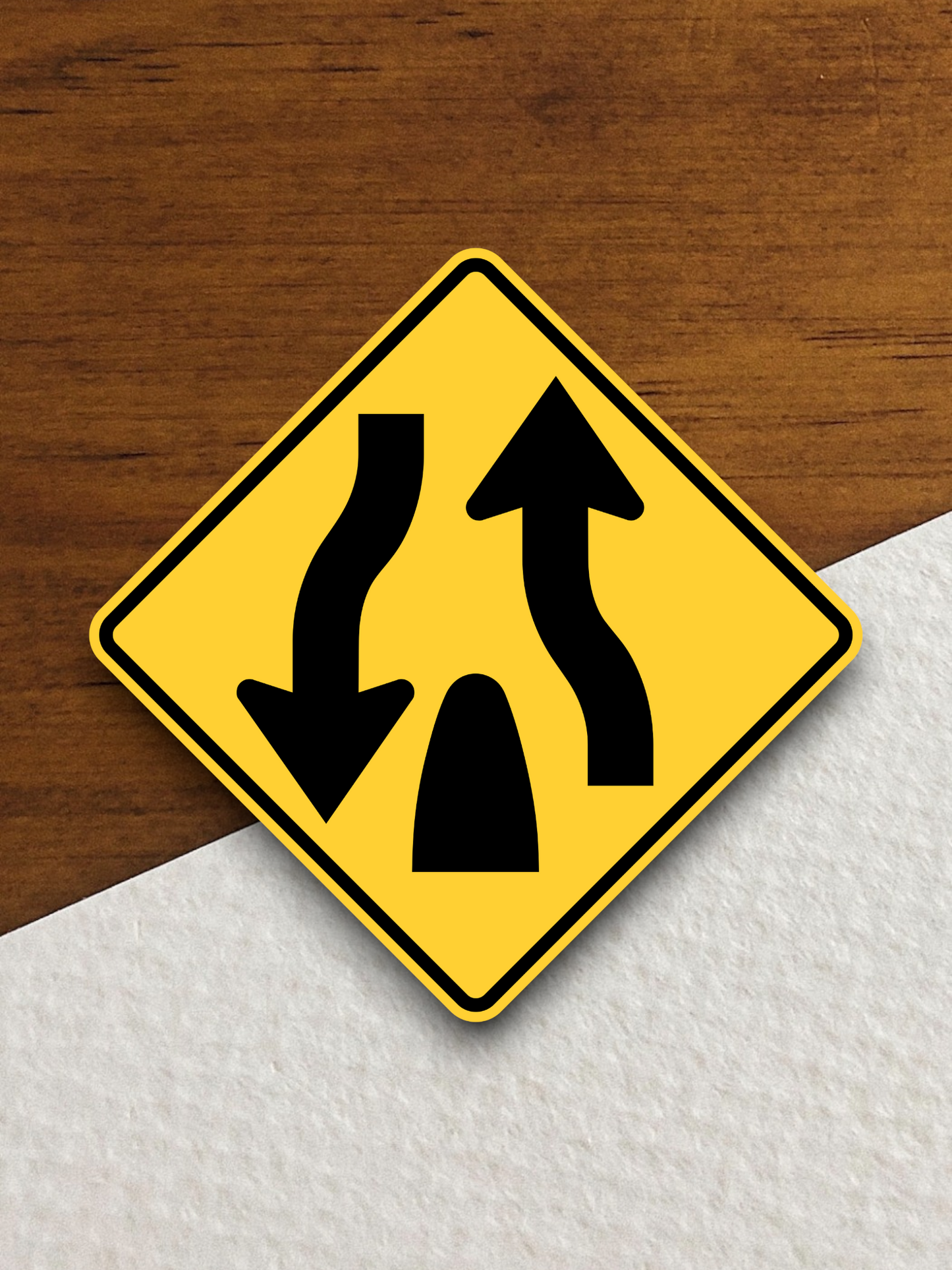 Divided highway ends United States Road Sign Sticker