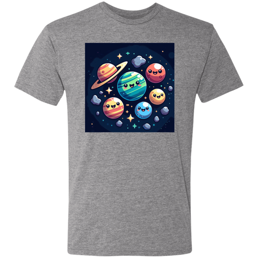 Happy Smiling Planets Ring Spun T-Shirt