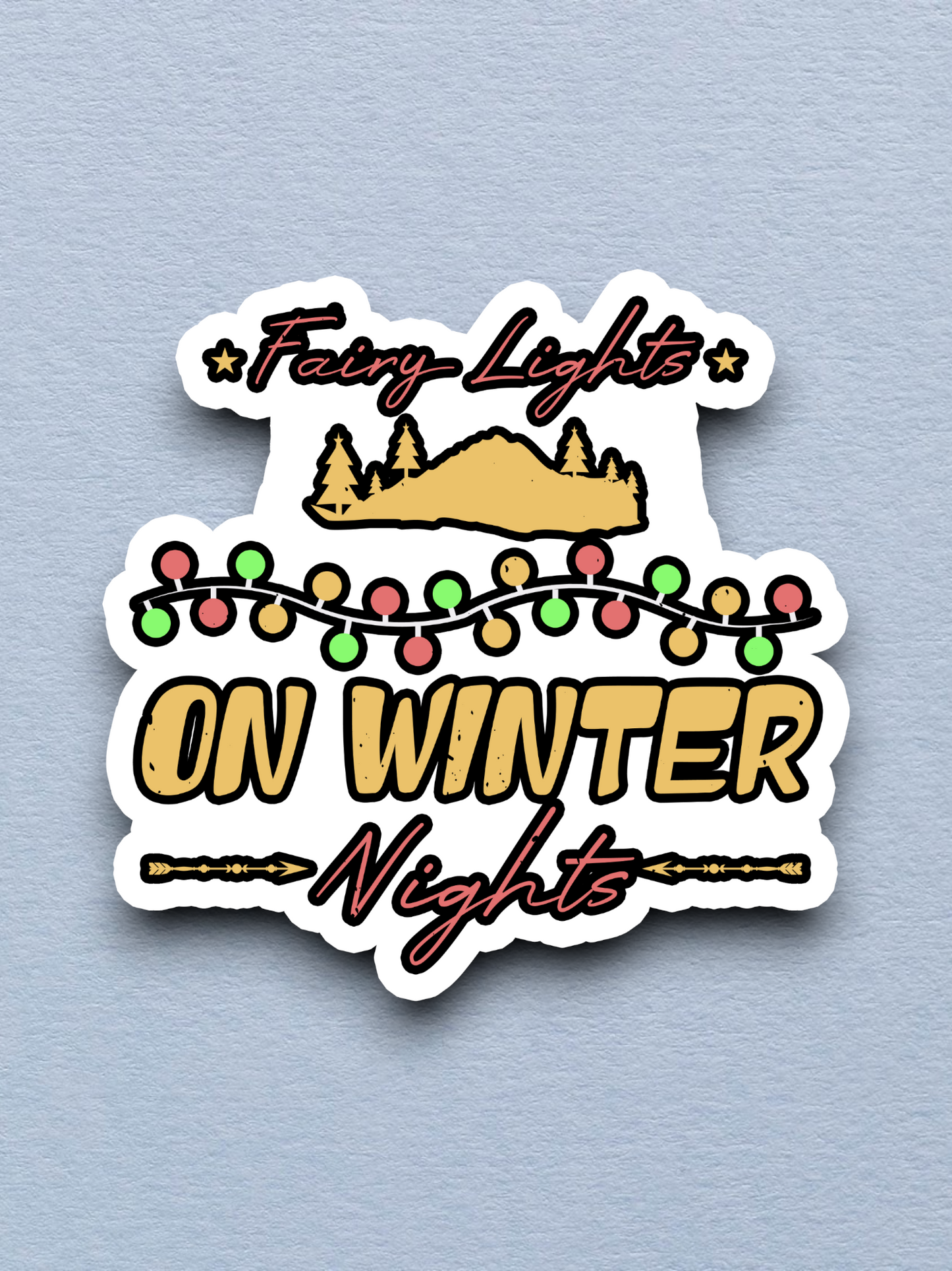 Fairy Lights on Winter Nights Holiday Sticker