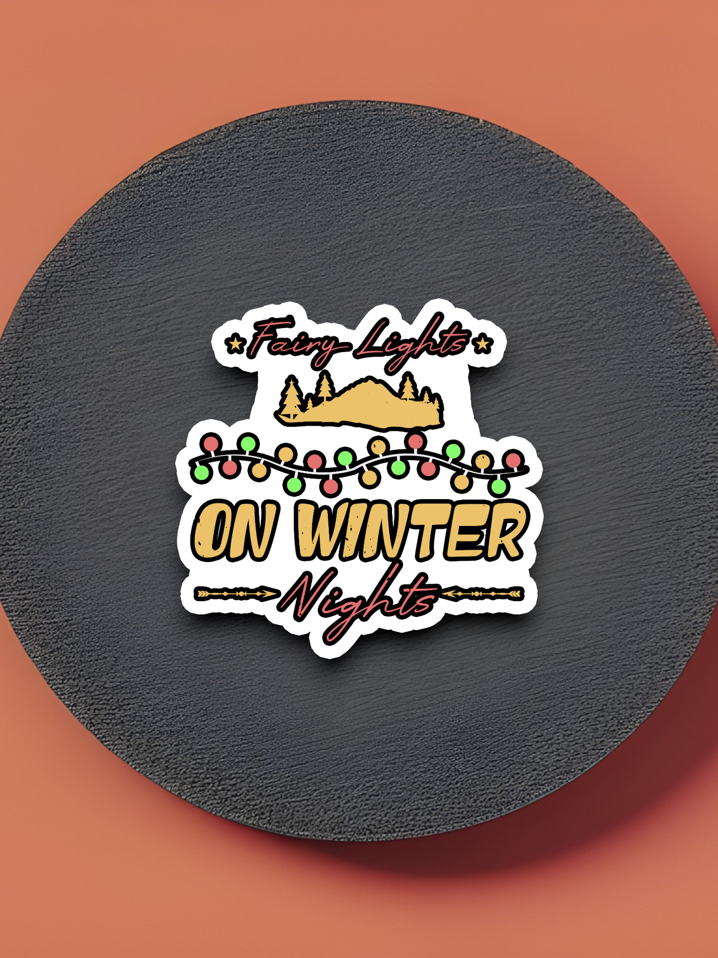 Fairy Lights on Winter Nights Holiday Sticker