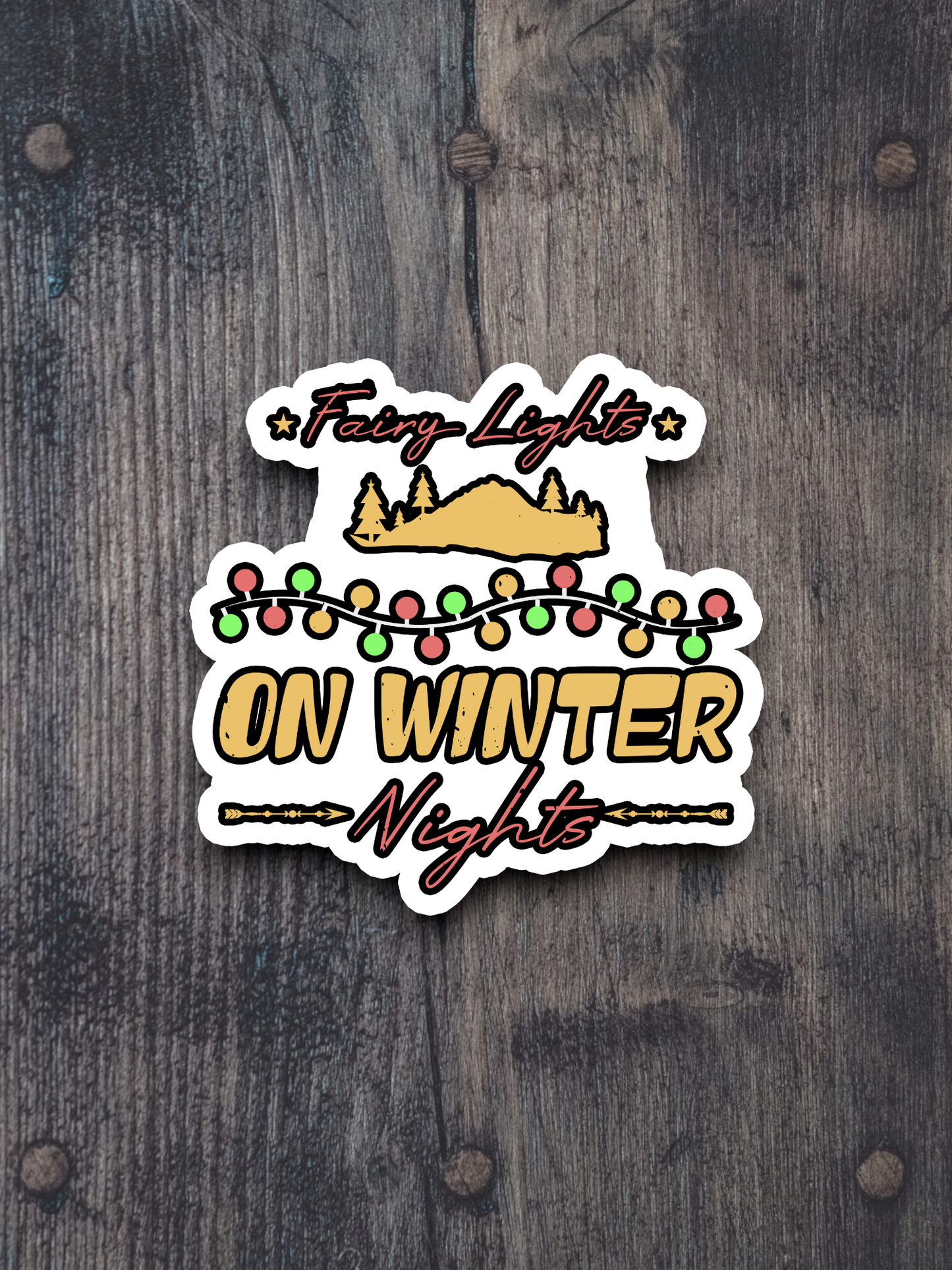 Fairy Lights on Winter Nights Holiday Sticker