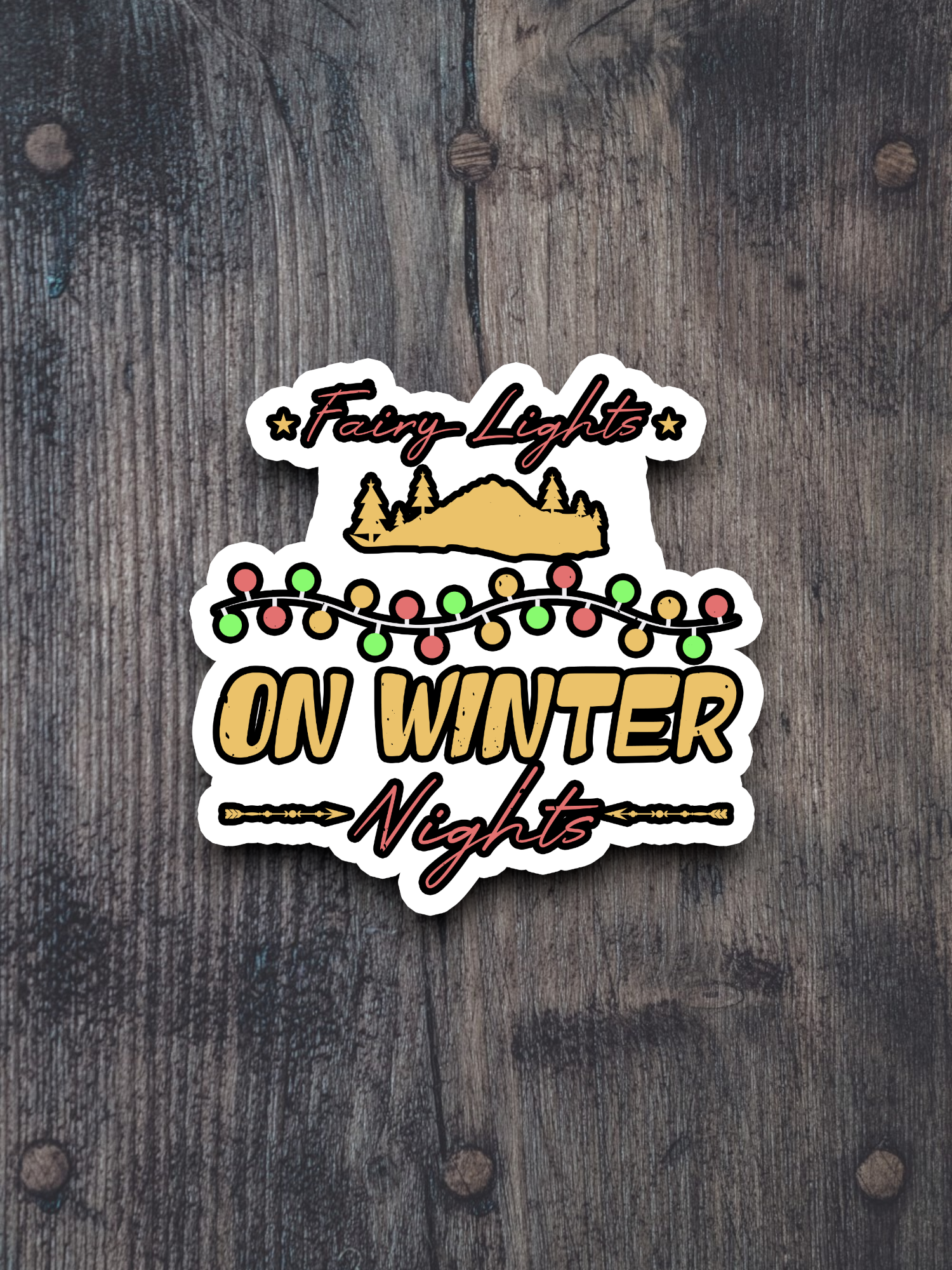 Fairy Lights on Winter Nights Holiday Sticker