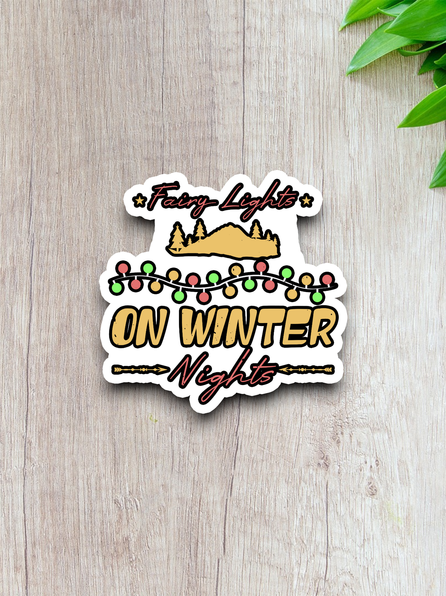 Fairy Lights on Winter Nights Holiday Sticker