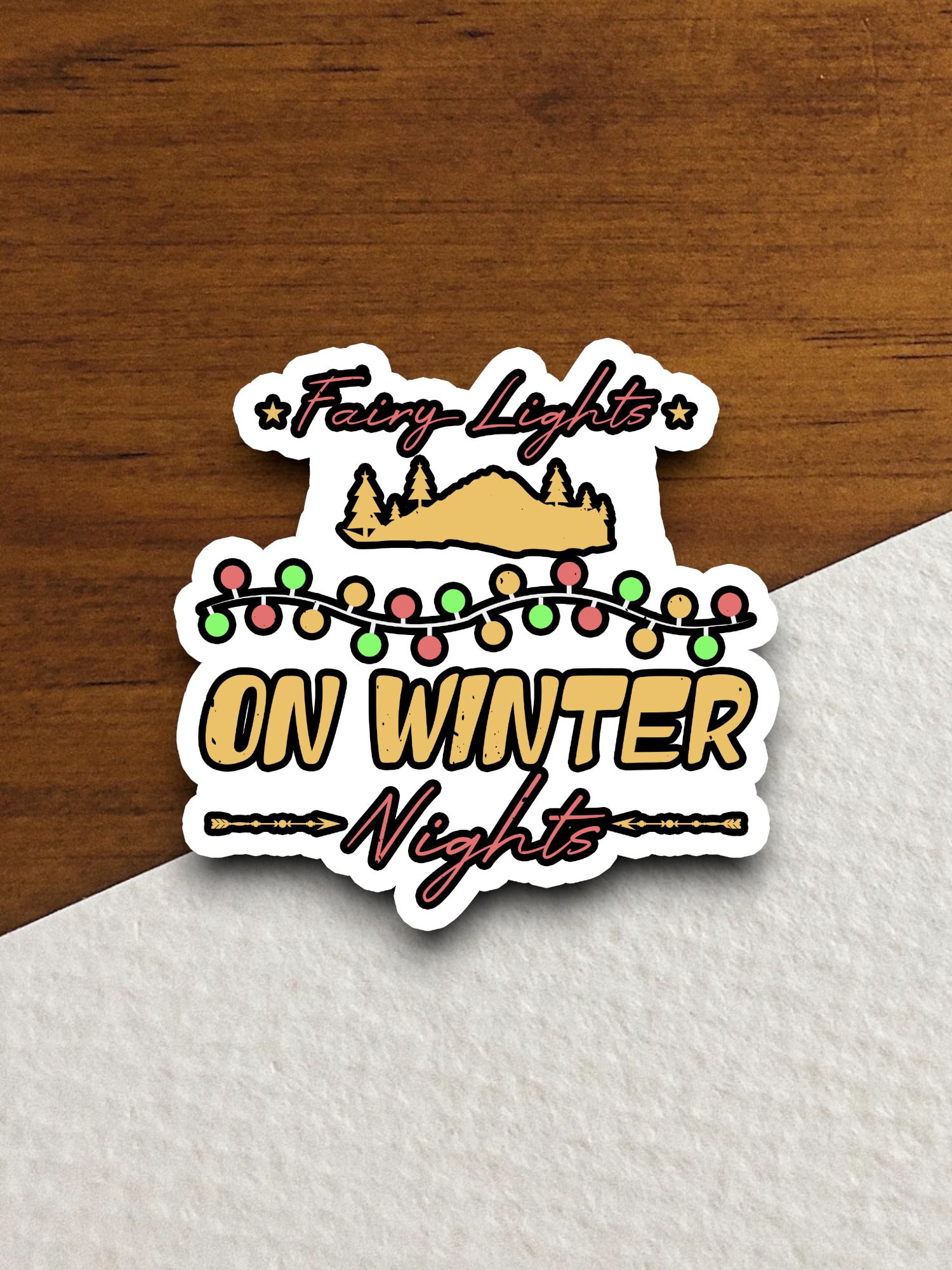 Fairy Lights on Winter Nights Holiday Sticker