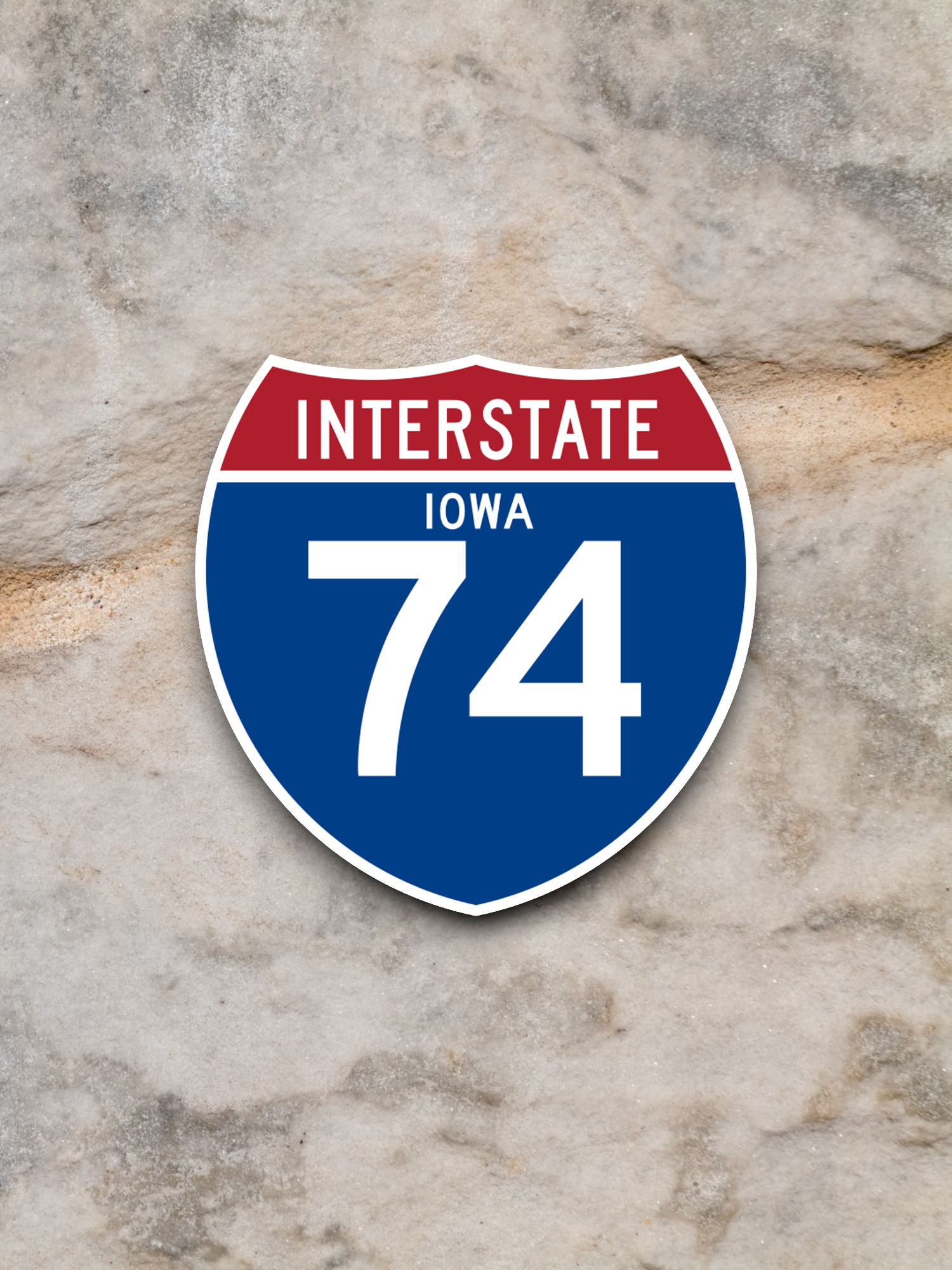 Interstate I-74 Iowa - Road Sign Sticker