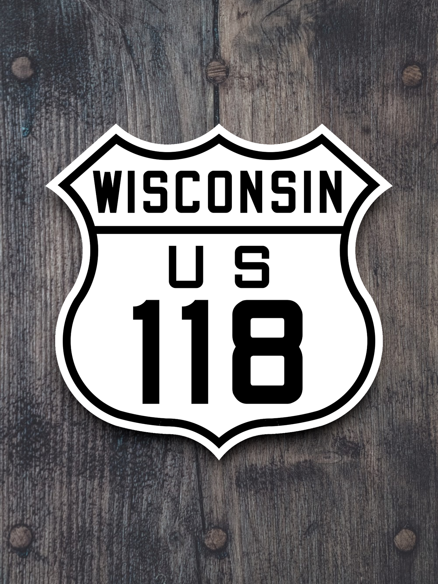 U.S. Route 118 Wisconsin Road Sign Sticker
