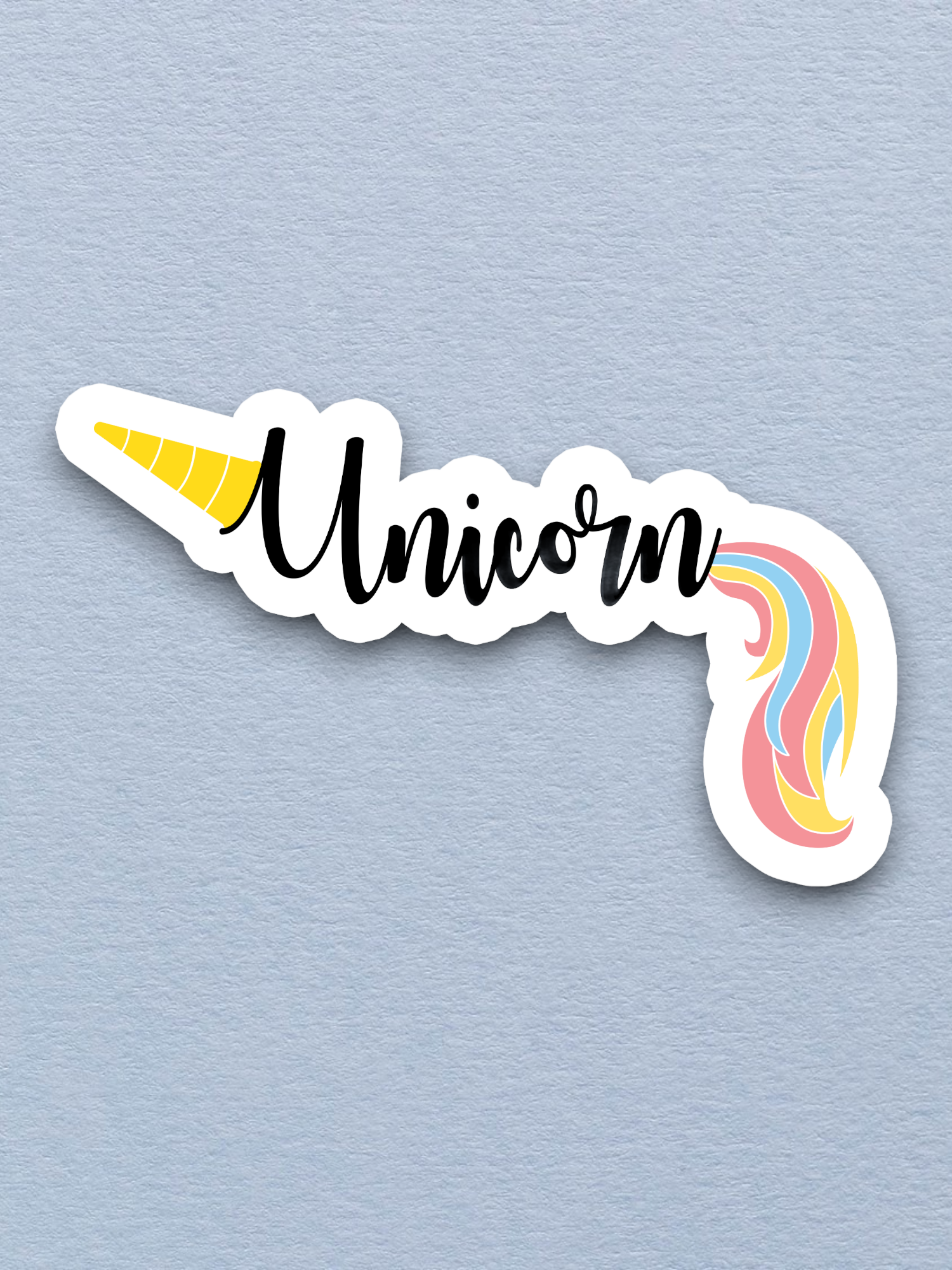 Unicorn Text with Colorful Tail Animal Sticker